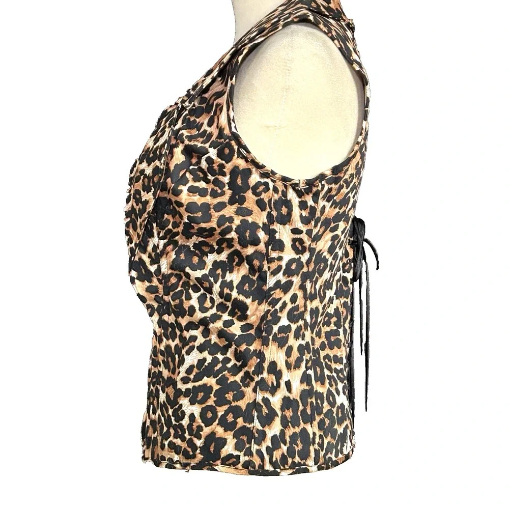 AWESOME Y2K Shirley of Hollywood Leopard Print True Corset Top Boning Zip 38 - Picture 9 of 16